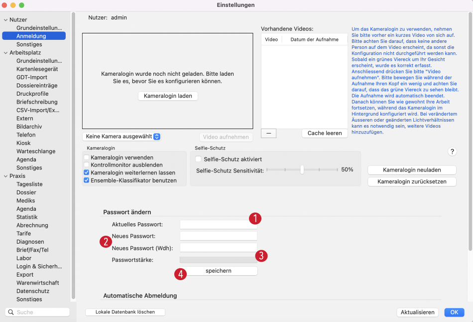 tomedo handbuch arbeitsplatzeinstellung passwort sicherheit einstellungen aendern schweiz