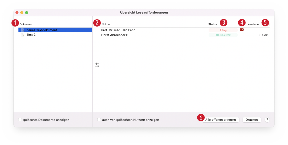 tomedo handbuch dokumentenverwaltung leseaufforderungen uebersicht filterung dokument schweiz