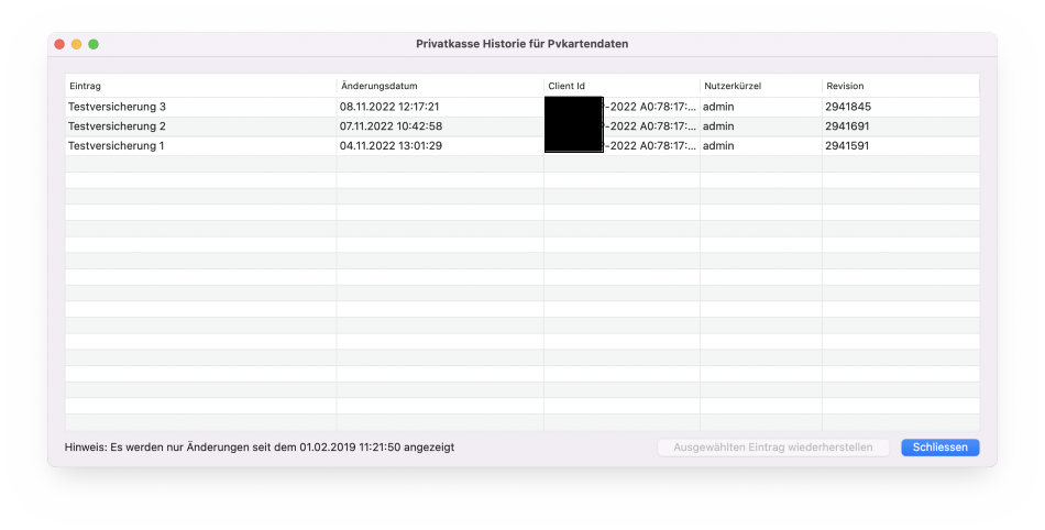 tomedo handbuch patientendetails versicherung historie schweiz