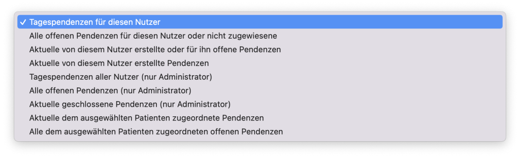 tomedo handbuch pendenzenverwaltung tabellenansicht filterauswahl schweiz