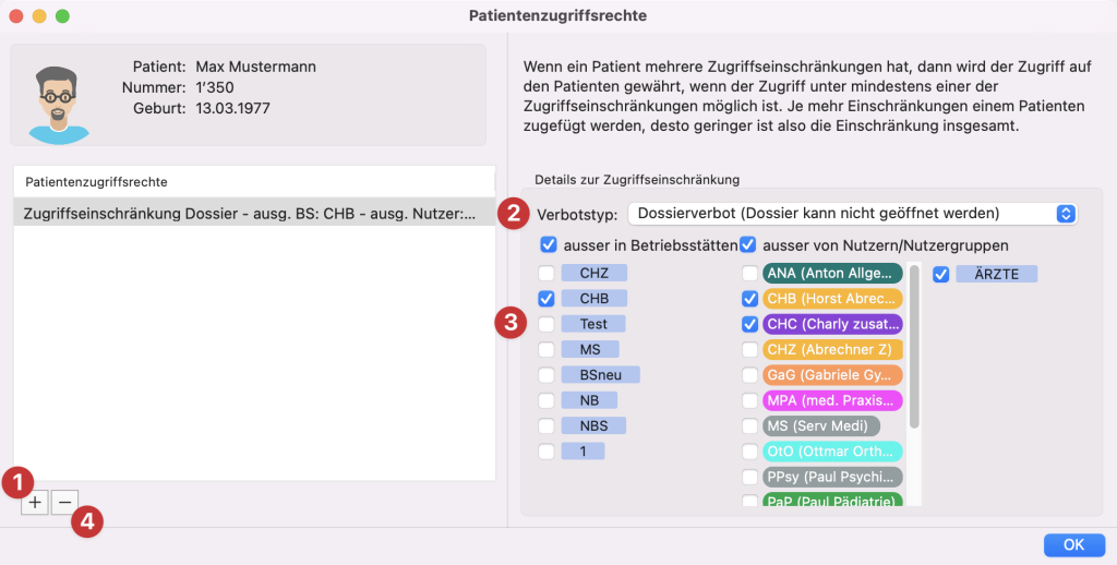 tomedo handbuch schweiz arbeitsplatzeinstellungen patientenzugriffsrechte 4