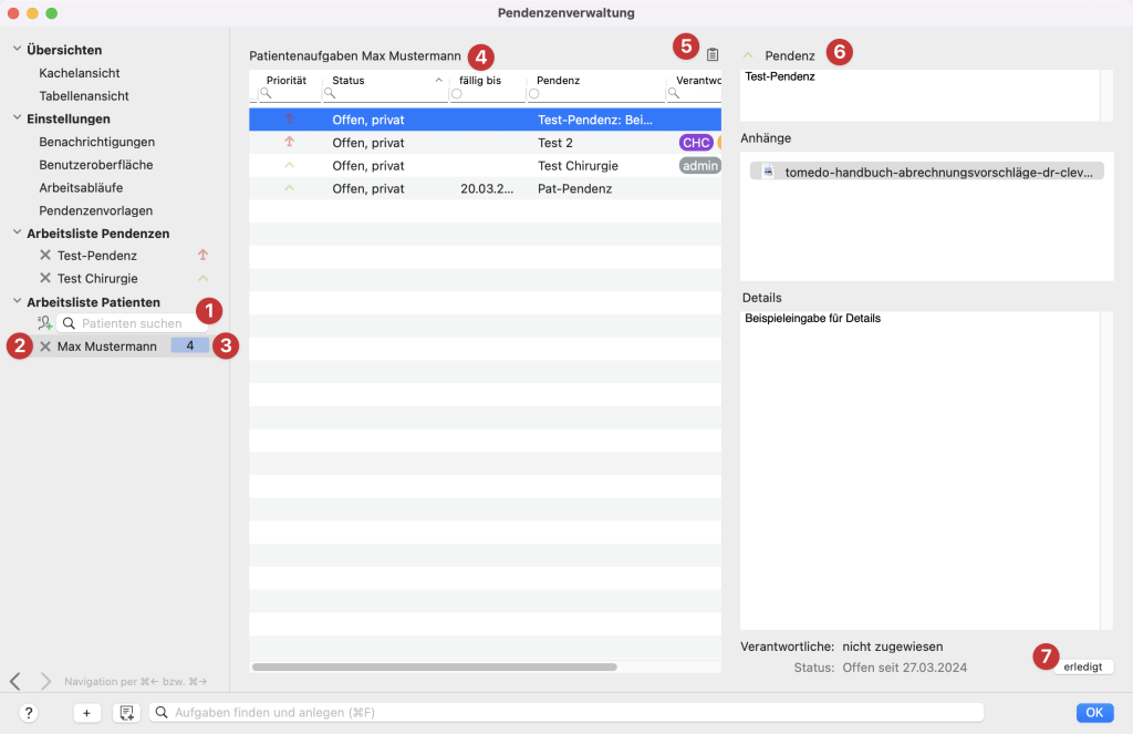 tomedo handbuch schweiz pendenzenverwaltung arbeitsliste patienten