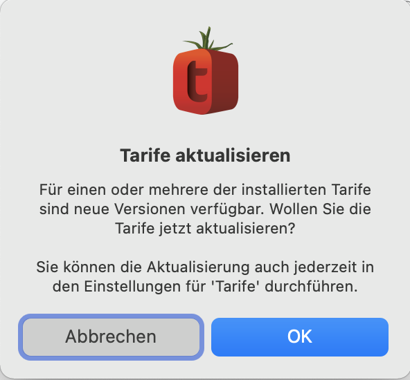tomedo handbuch tarife aktualisieren hinweis meldung schweiz