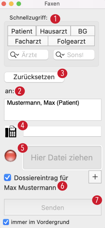 tomedo handbuch faxen fax panel schweiz