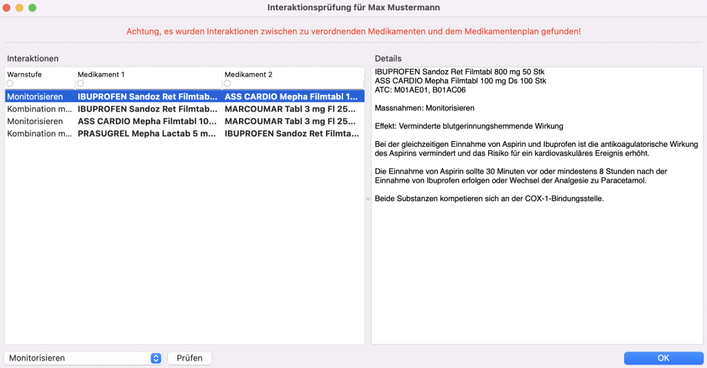 tomedo handbuch medikamentenverordnung interaktionspruefung details schweiz