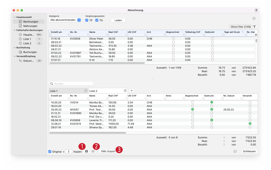 tomedo handbuch abrechnung xml export schweiz