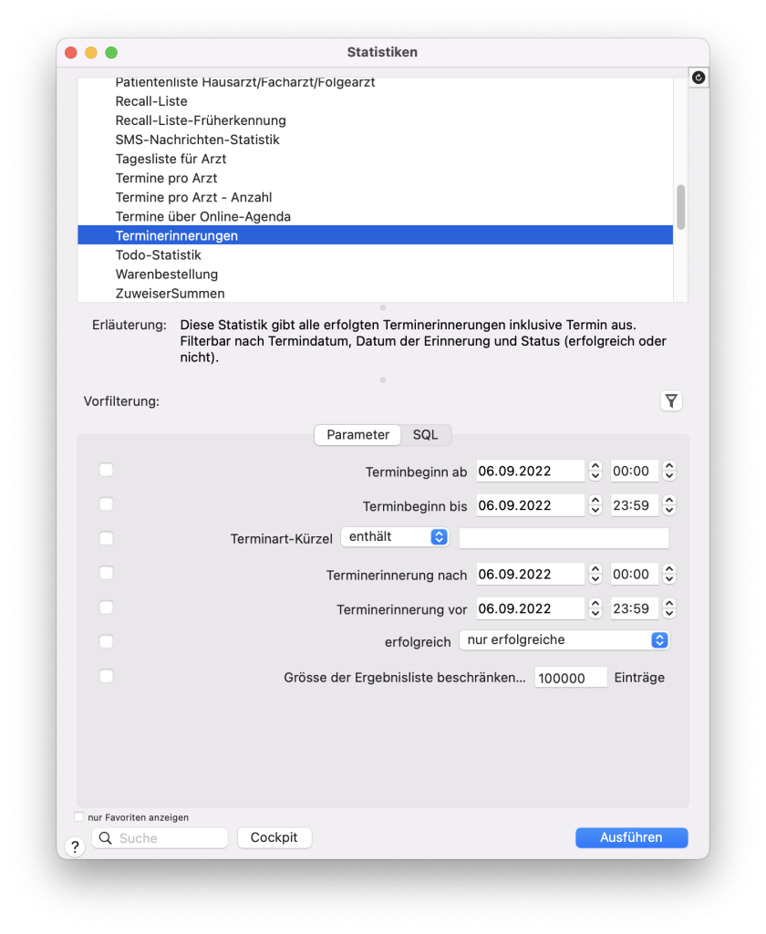 tomedo handbuch agenda terminerinnerung statistik schweiz