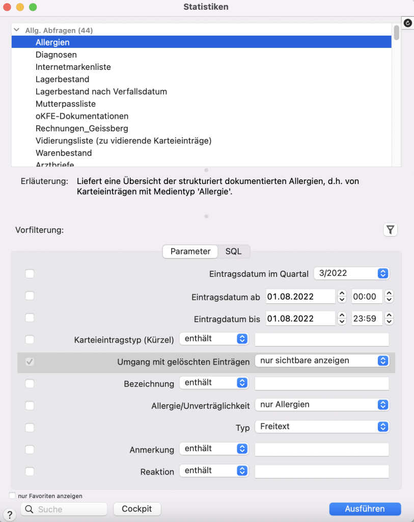 tomedo handbuch allergien statistiken schweiz