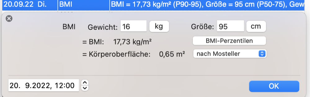 tomedo handbuch bmi perzentile medizinische dokumentation dossiereintrag schweiz 3