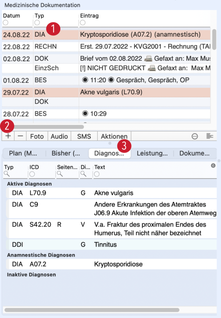 tomedo handbuch diagnosen medizinische dokumentation schweiz