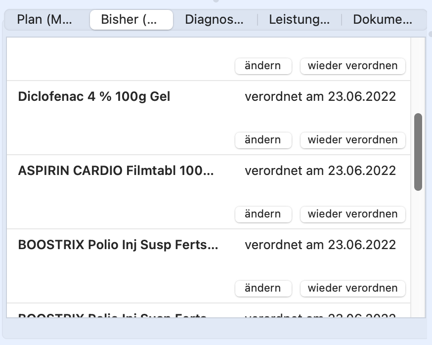 tomedo handbuch dossier medizinische dokumentation bisher medikamente schweiz