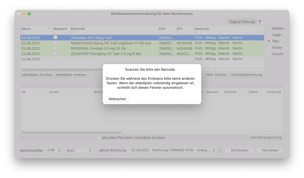 tomedo handbuch medikamentenverordnung emediplan einlesen scannen neu schweiz