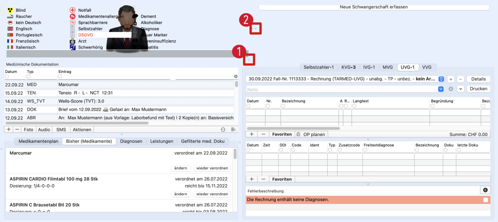 tomedo handbuch patientenmarker ansicht expandiert dossier schweiz neu