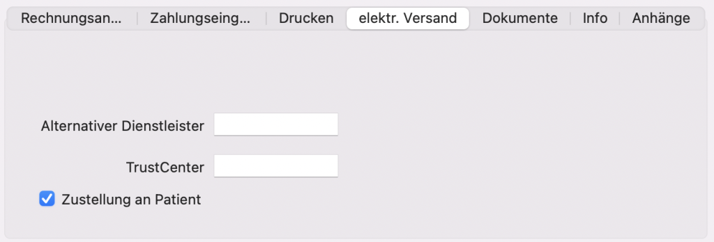 tomedo handbuch rechnung details elektronischer versand schweiz