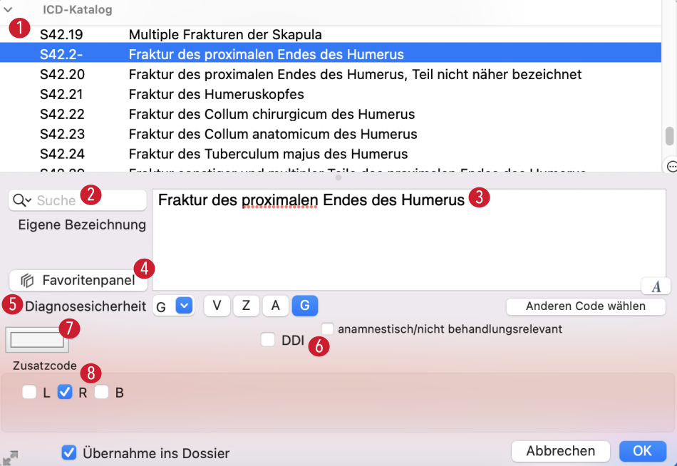 tomedo handbuch rechnung diagnosen hinzufuegen plus details schweiz