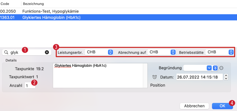 tomedo handbuch rechnung laborleistungen hinzufuegen detail schweiz