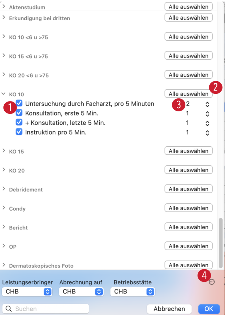 tomedo handbuch rechnung leistungen hinzufuegen favoriten schweiz