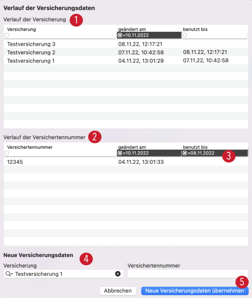 tomedo handbuch rechnung rechnungsdetails versichertenhistorie schweiz