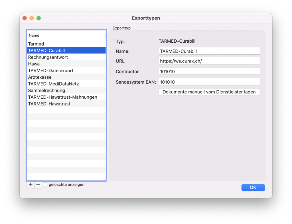 tomedo handbuch rechnungstypen exporttypen tarmed curabill schweiz neu
