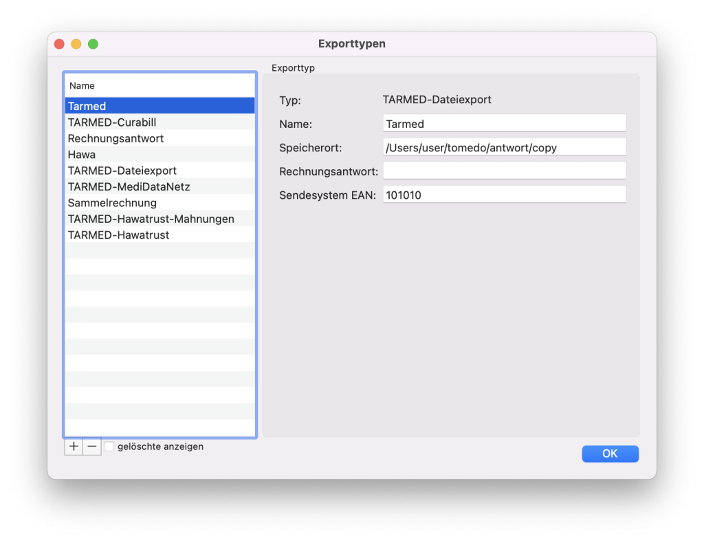 tomedo handbuch rechnungstypen exporttypen tarmed dateiexport schweiz neu