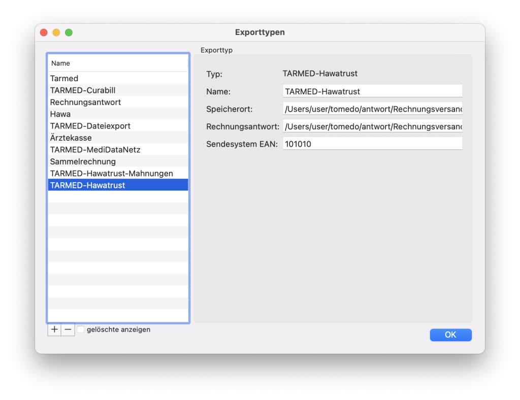 tomedo handbuch rechnungstypen exporttypen tarmed hawatrust schweiz neu