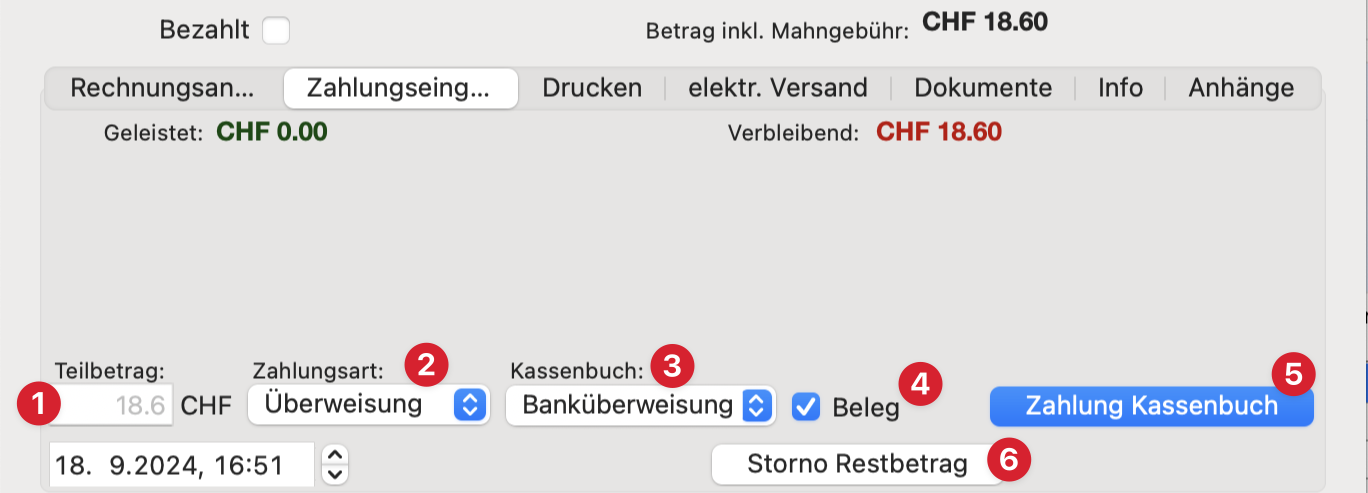 tomedo handbuch schweiz abrechnung rechnung kartei detail zahlungseingaenge