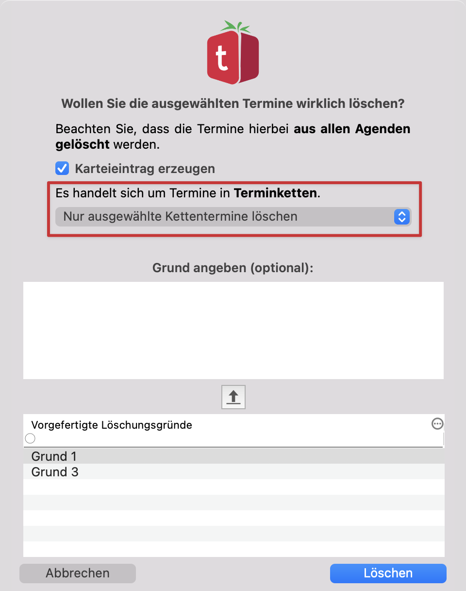 tomedo handbuch schweiz agenda termine loeschen kettentermin