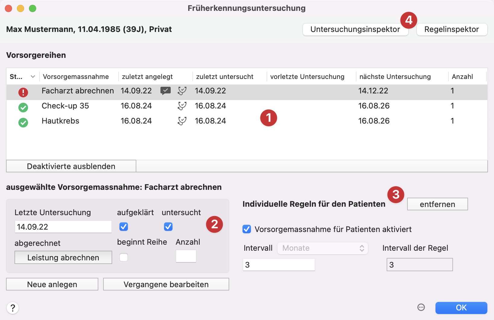 tomedo handbuch schweiz dossier frueherkennungsuntersuchungen einzeln