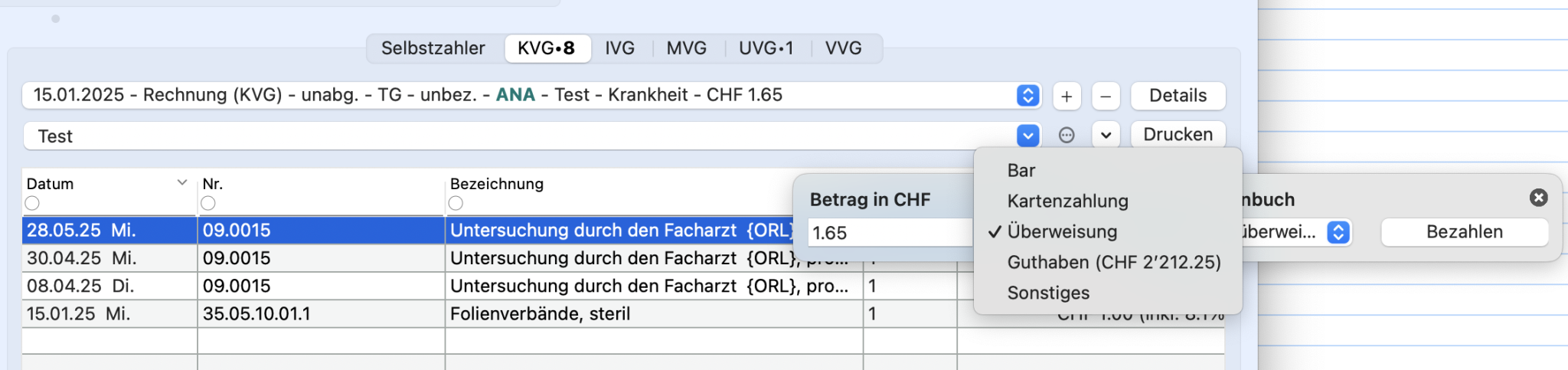 tomedo handbuch schweiz kassenbuch einlesen kartei neu zahlungsart 1
