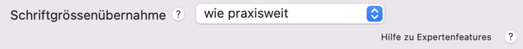 tomedo handbuch schweiz textbausteine einstellungen schriftgroessenuebernahme