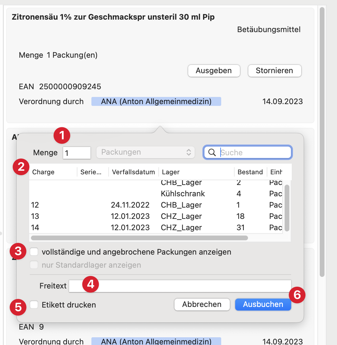 tomedo handbuch schweiz warenausgabe ausgeben