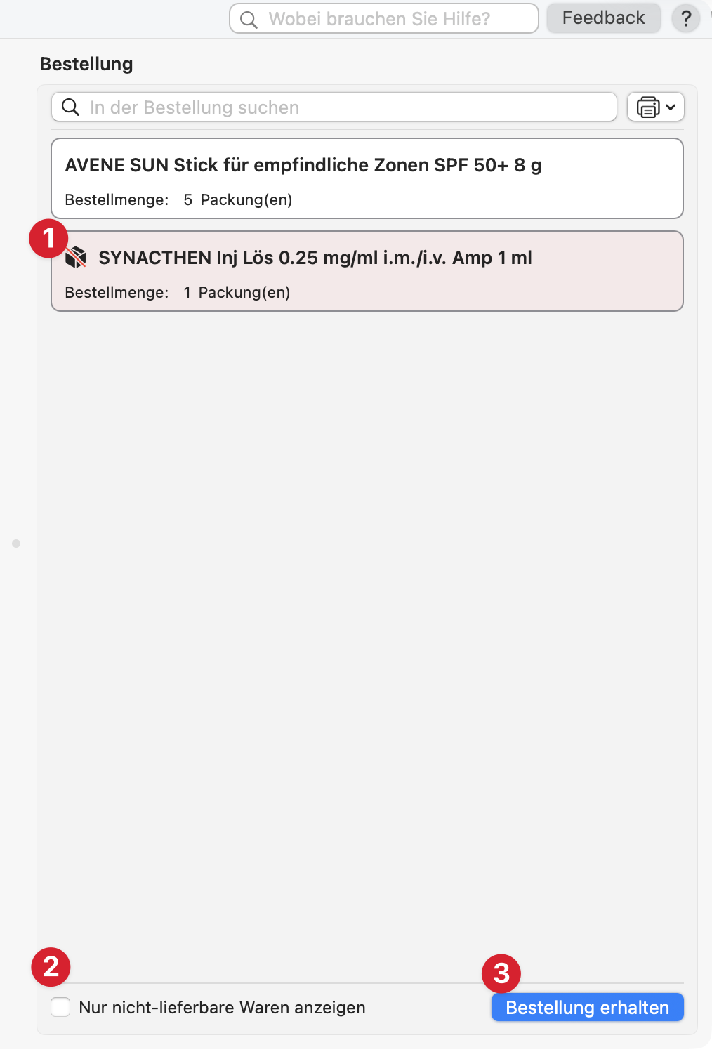 tomedo handbuch schweiz warenbestellung bestellte artikel