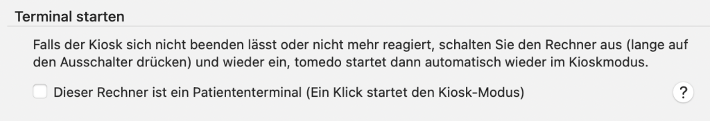 tomedo handbuch selbstanmeldung einstellungen terminal starten schweiz