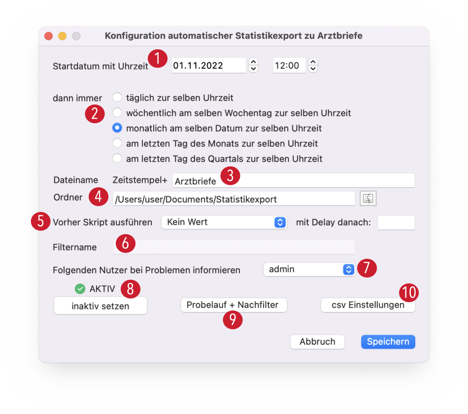 tomedo handbuch statistiken automatischer statistikexport konfiguration ohne filter schweiz