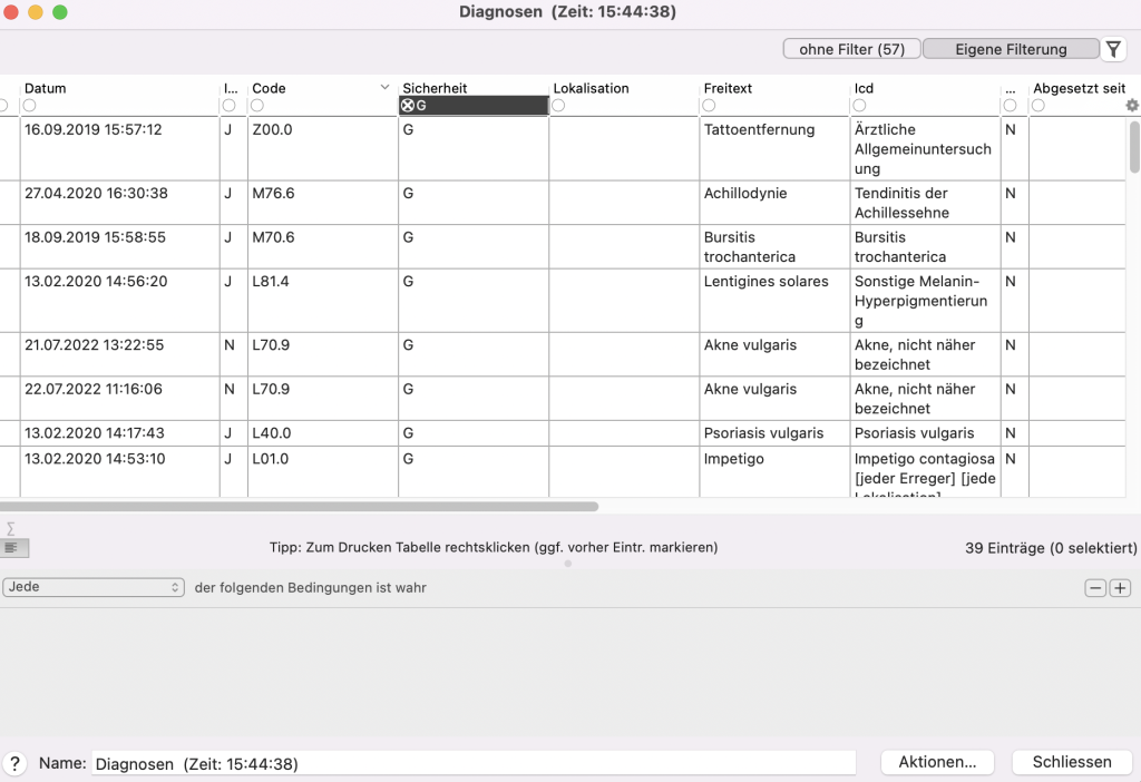 tomedo handbuch statistiken diagnosen beispiel ergebnis schweiz