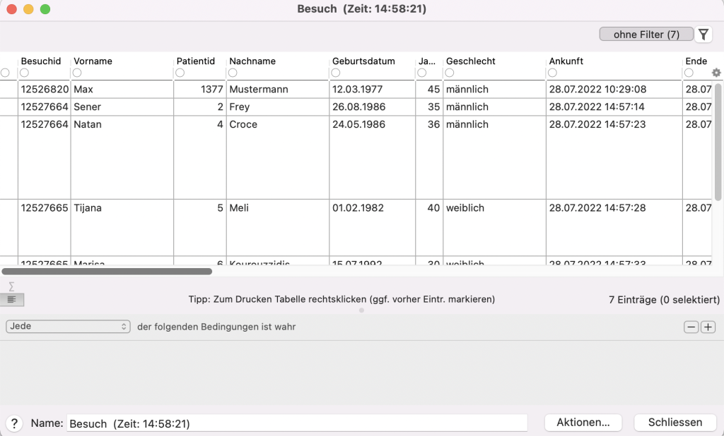 tomedo handbuch statistiken vorgefiltert besuch ergebnis schweiz