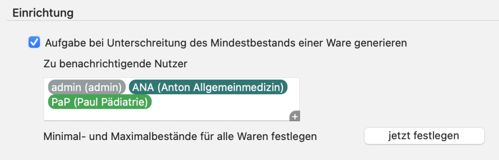 tomedo handbuch warenwirtschaft einstellungen mindetbestand einrichtung schweiz