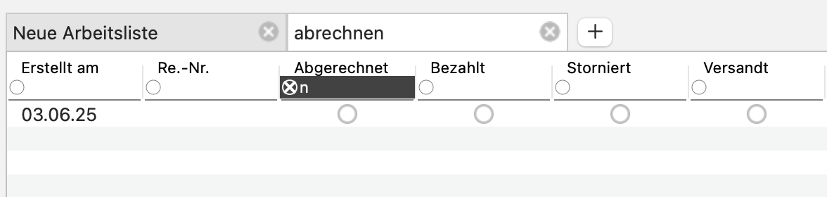 tomedo handbuch schweiz rechnungsverwaltung Abrechnungsliste filtern 1