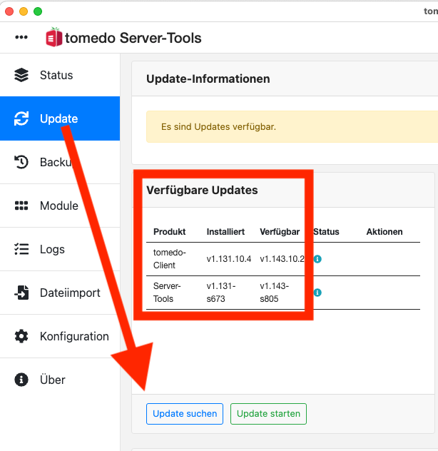 tomedo handbuch schweiz updates server tools version