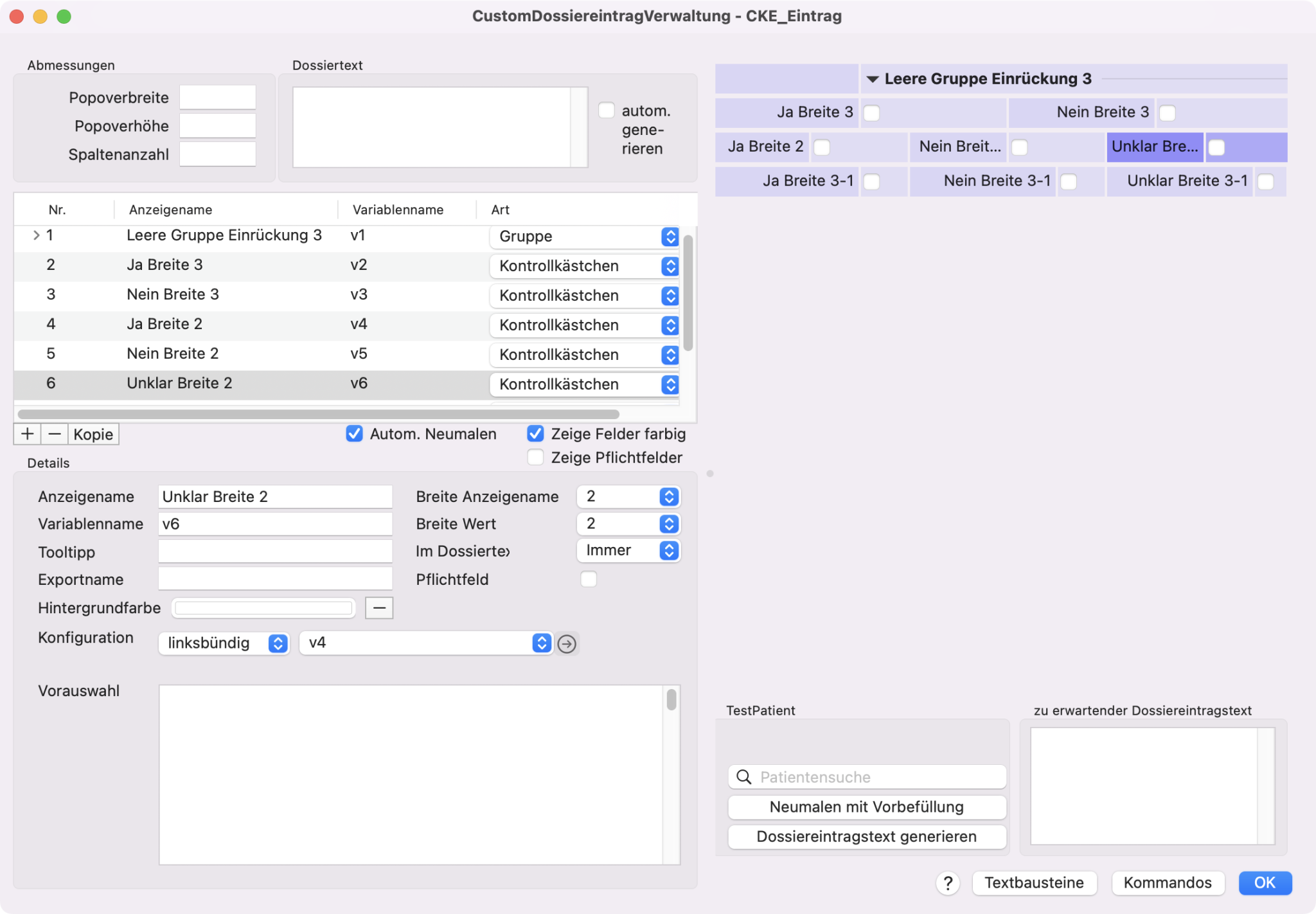 tomedo handbuch schweiz dossiereintraege custom breite konfiguration