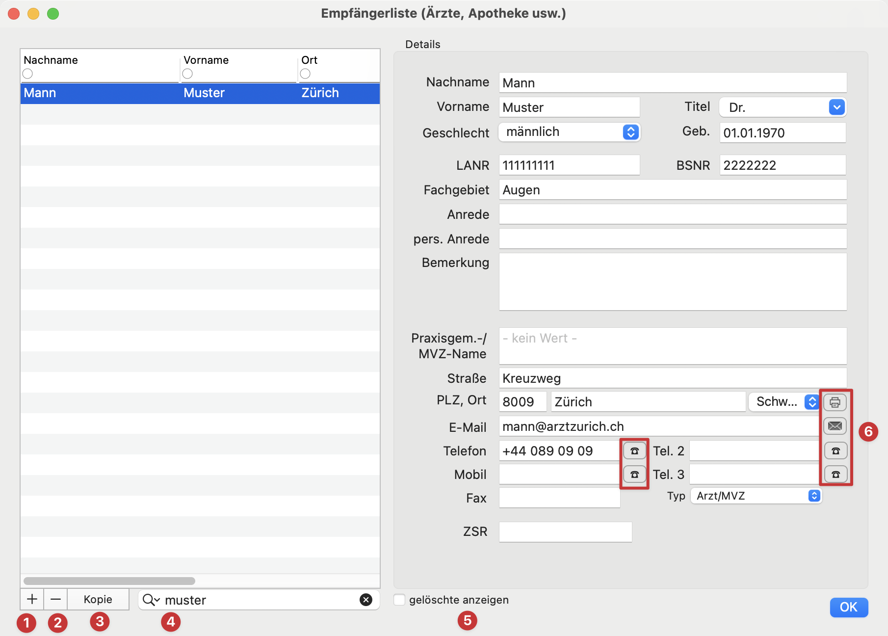 tomedo handbuch schweiz patientendetails empfaenger empfaengerliste