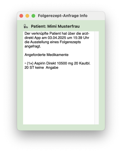 tomedo handbuch schweiz arzt direkt messenger folgerezept hilfsfenster 480x600 1