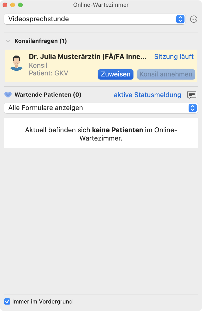 tomedo handbuch schweiz videosprechstunde facharztkonsil anfrage zuweisen
