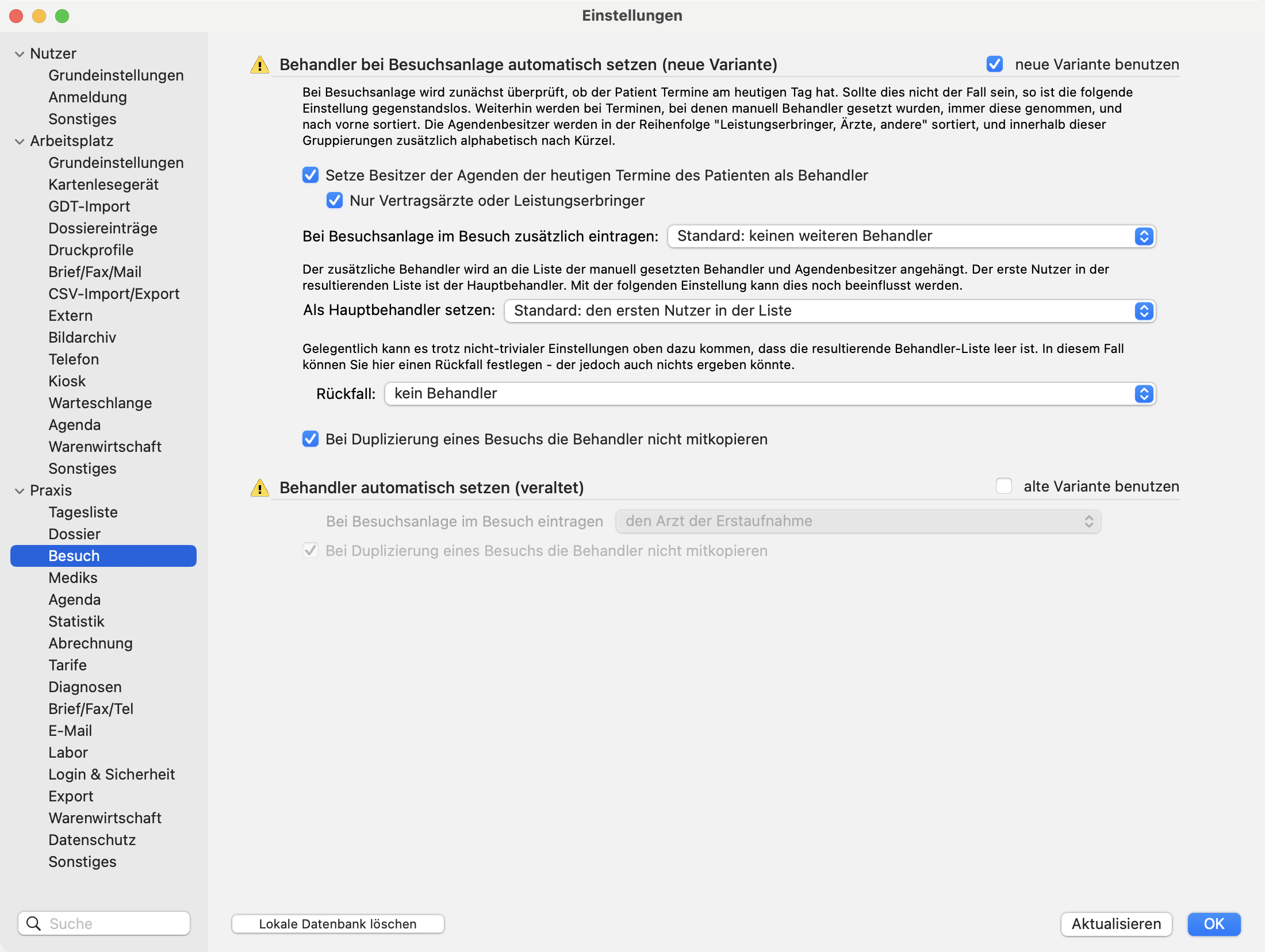 tomedo changelog 158 einstellungen besuch