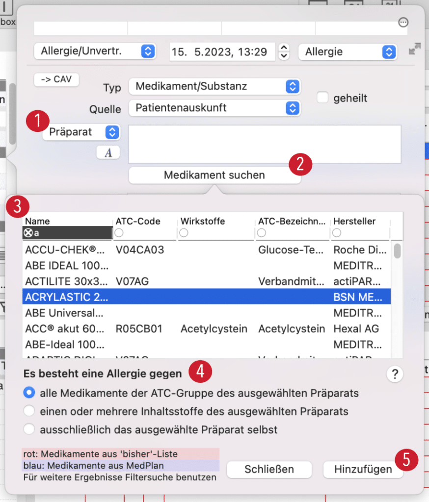 tomedo handbuch schweiz allergien allergiedokumentation praeparat