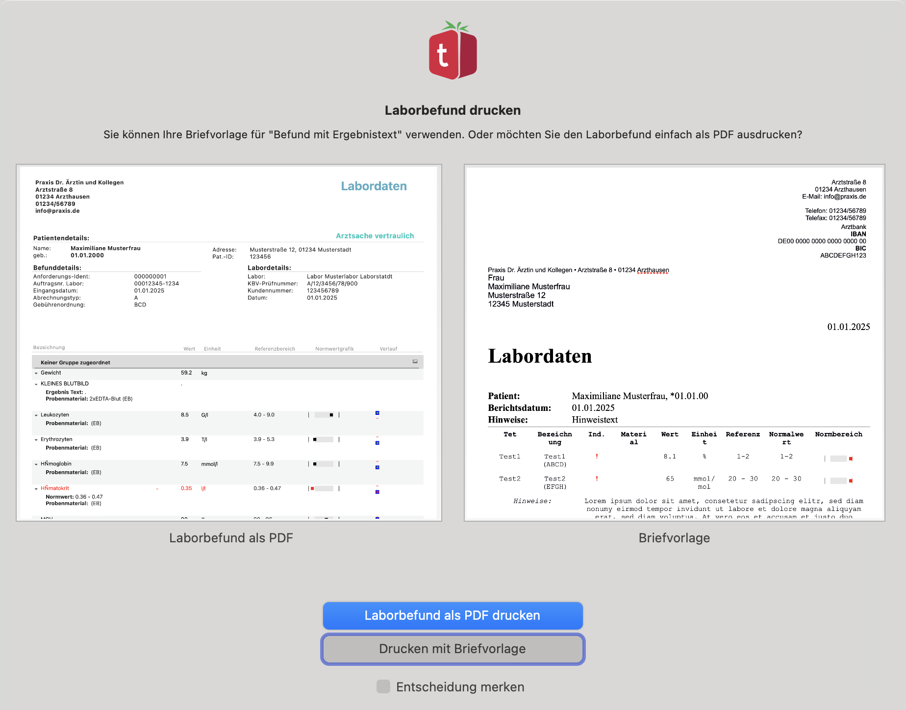 tomedo schweiz changelog 158 labor befund drucken