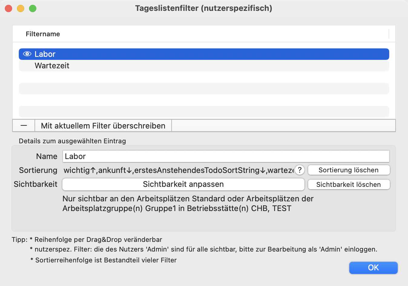tomedo changelog 159 filterverwaltung