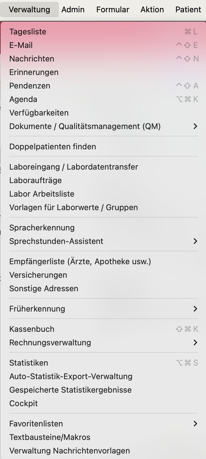 tomedo changelog 159 verwaltungsmenue