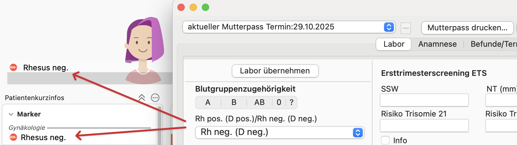 tomedo changelog 160 schweiz mutterpass marker