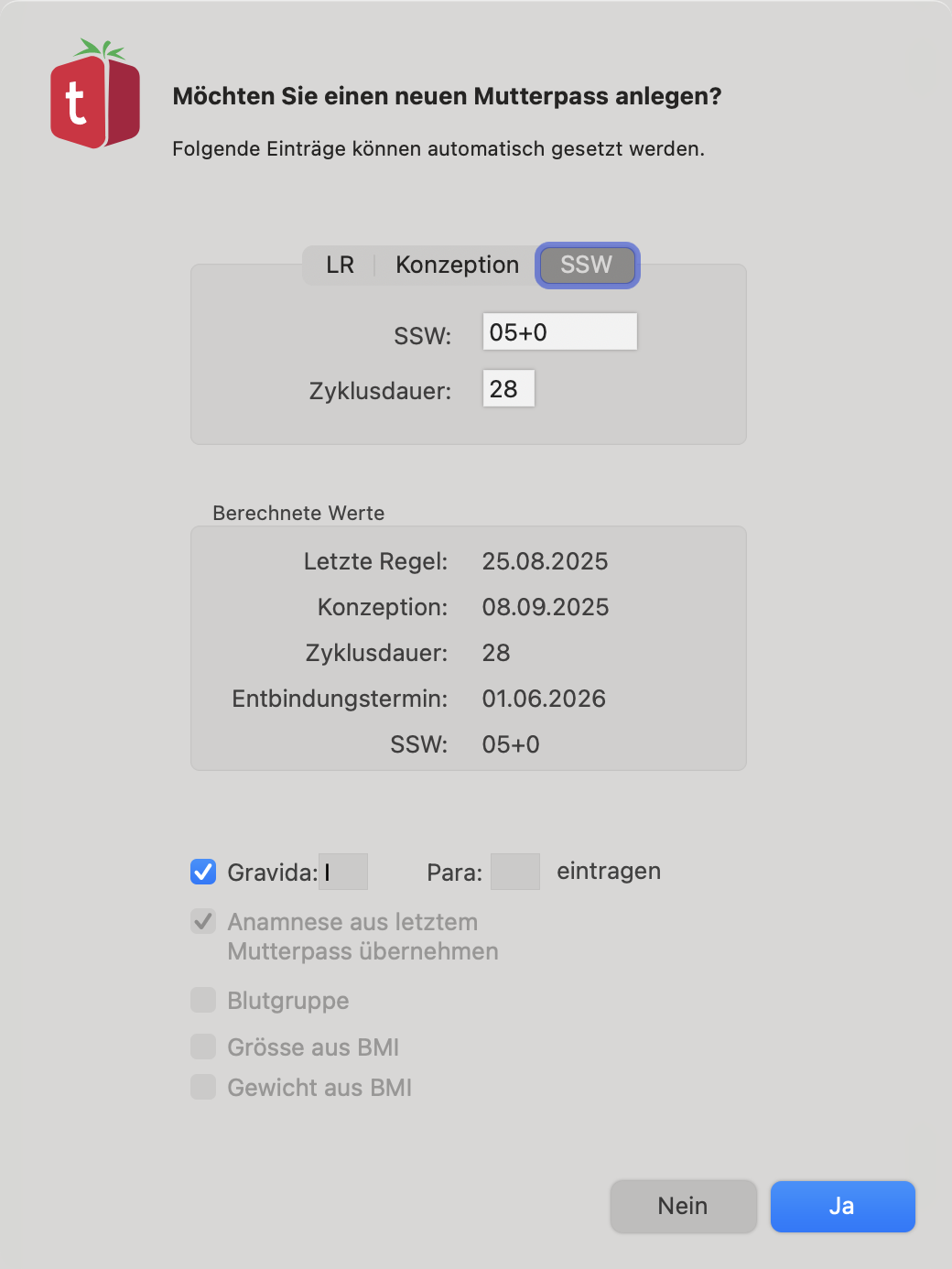 tomedo changelog 160 schweiz mutterpass